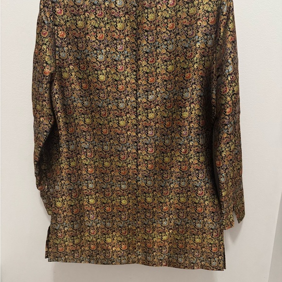 SilkLand Gold Black Office Shacket Jacket Floral Frenzy Blazer Statement Office - Picture 9 of 13